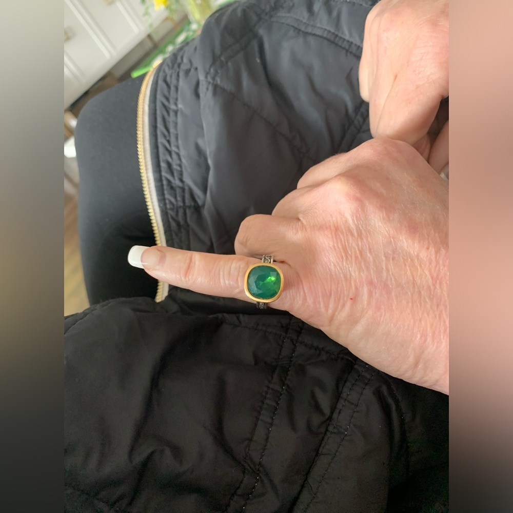 Brighton Venusian Green Two Tone Crystal Ring Size 7